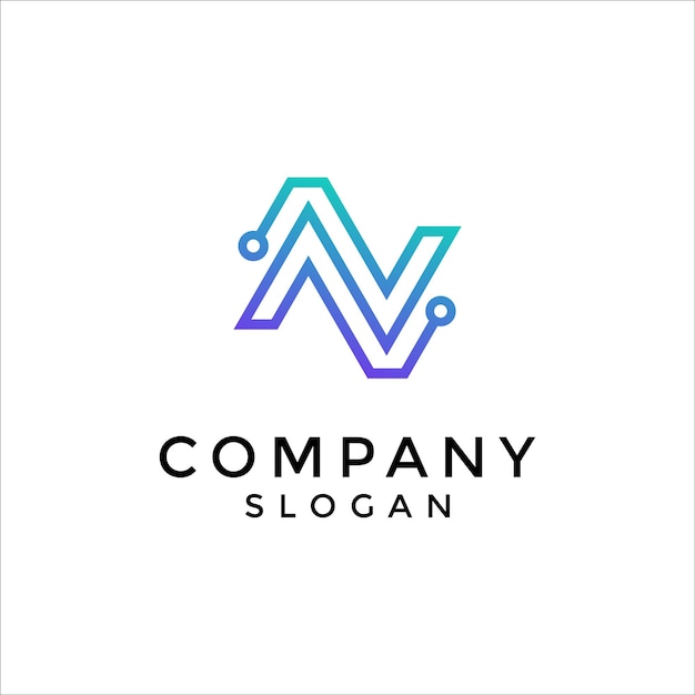 Logotipo de la tecnología del circuito de la letra N