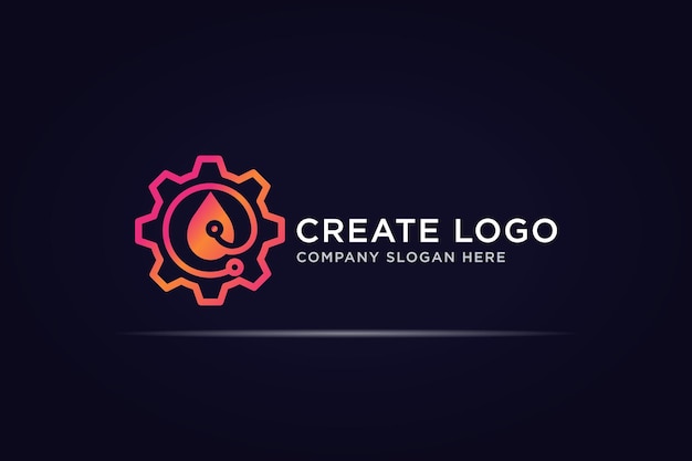 Logotipo de la tecnología circular de caída de engranajes
