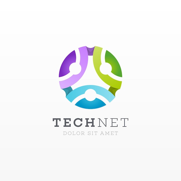 Logotipo de tecnología de círculo colorido