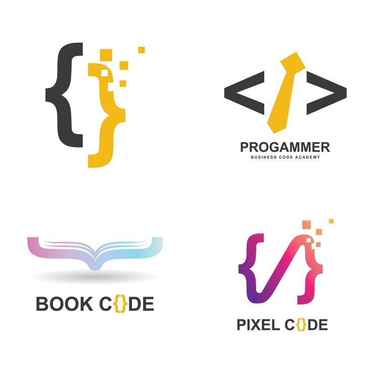 Vector logotipo de tecnología de código de programación