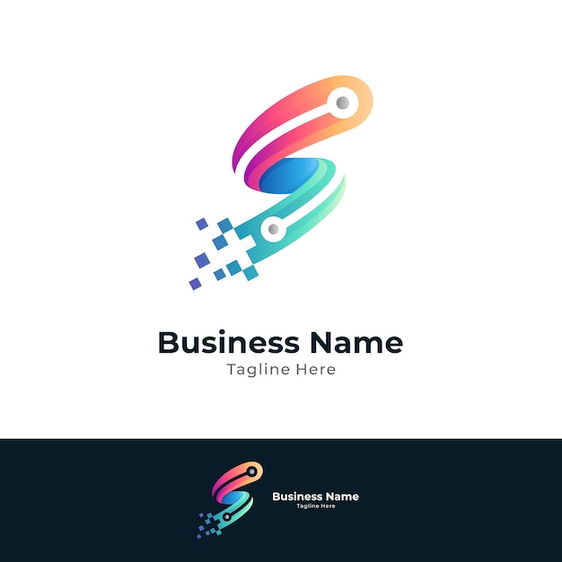 Logotipo de tecnología digital letra S
