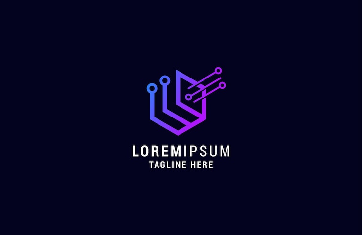 Vector logotipo de tecnología diseño de tecnología de línea simple
