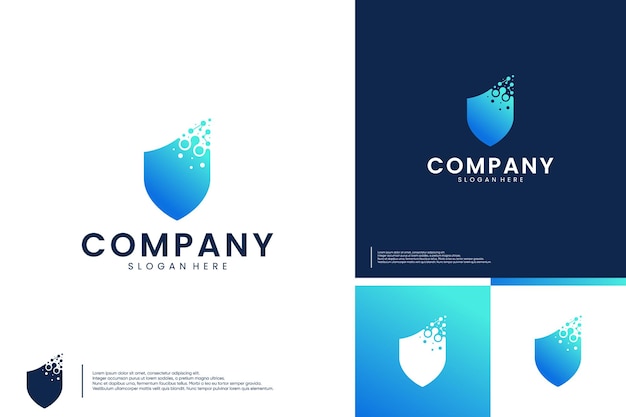 el logotipo de la tecnología de escudo sistema de defensa plantilla de diseño del logotipo