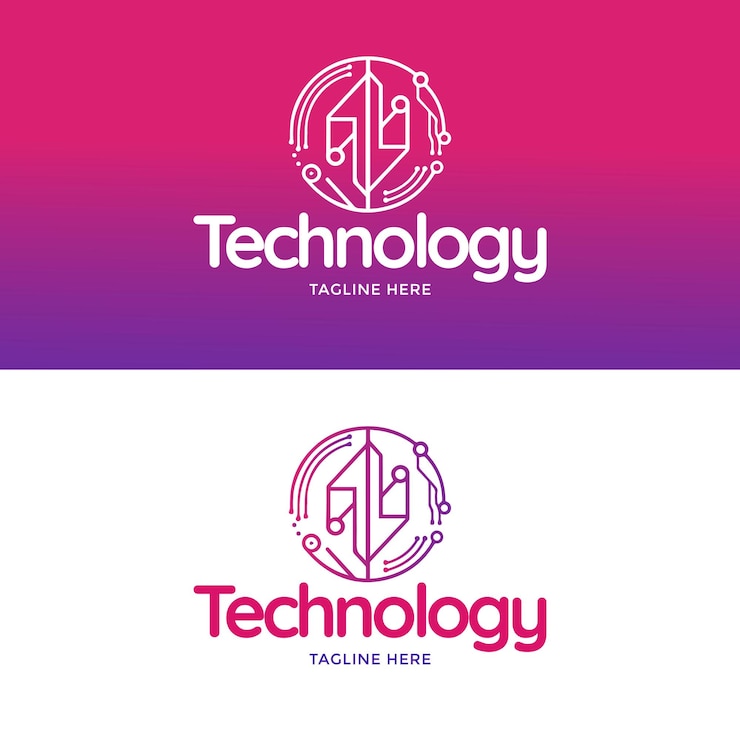 Vector logotipo de tecnología en estilo degradado