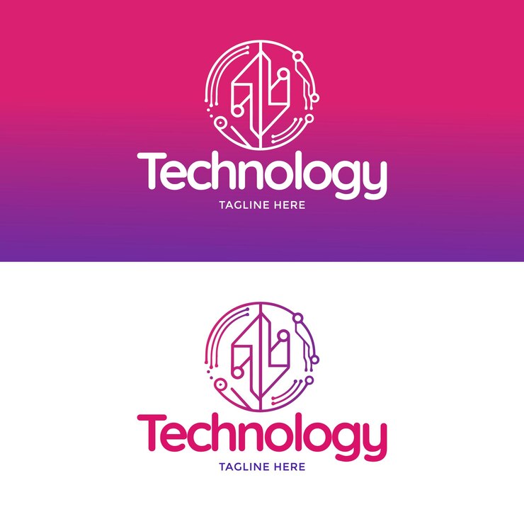 Vector logotipo de tecnología en estilo degradado