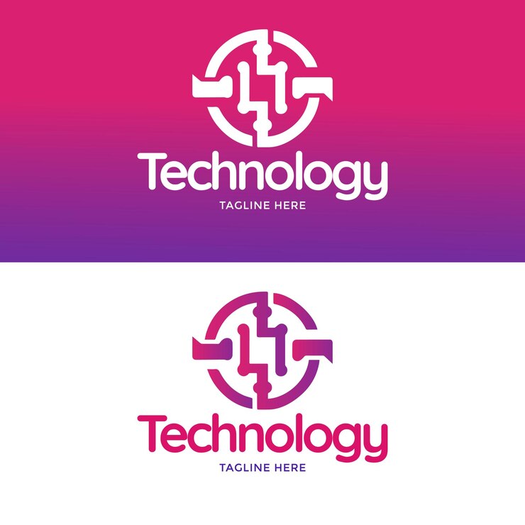 Vector logotipo de tecnología en estilo degradado