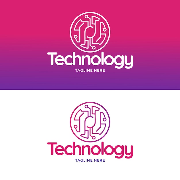Logotipo de tecnología en estilo degradado