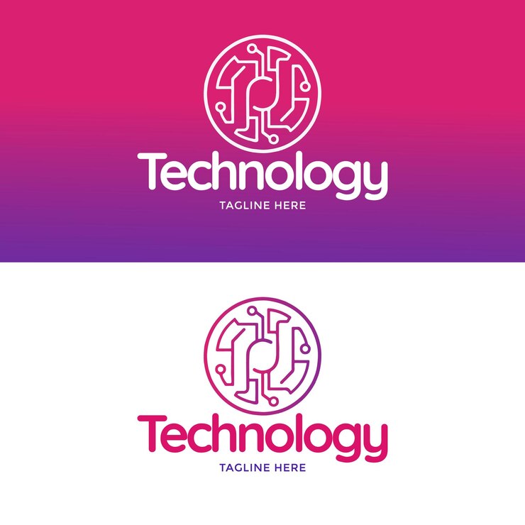 Vector logotipo de tecnología en estilo degradado