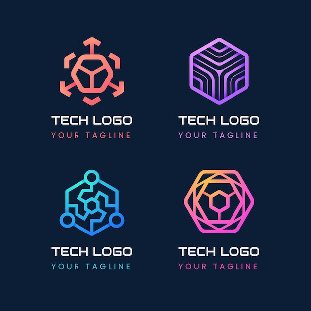 Logotipo de tecnología futurista con estilo degradado