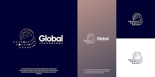 Logotipo de tecnología global con estilo moderno plantilla vectorial de diseño de circuitos de conexión digital abstracta