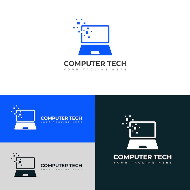 Vector logotipo de tecnología informática templata de tecnología de portátil diseño vectorial de logotipo de desarrollo de software