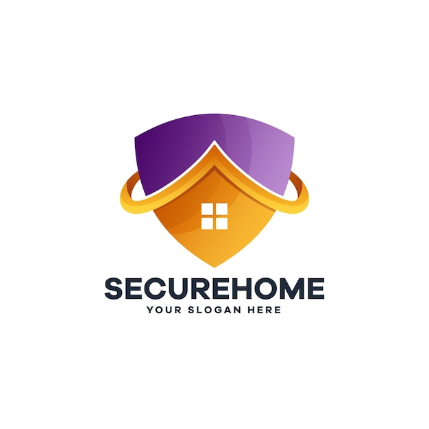 Logotipo de tecnología inmobiliaria de seguridad para el hogar