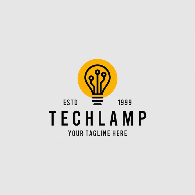 Logotipo de tecnología de lámpara de bombilla con estilo creativo minimalista