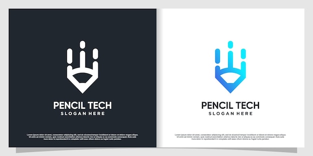 Logotipo de tecnología lápiz con concepto moderno Vector Premium parte 1