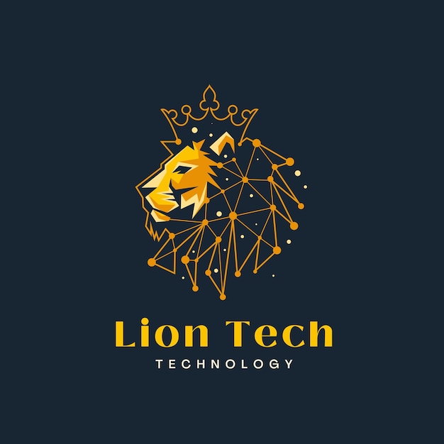 El logotipo de la tecnología del león de véctor amarillo abstracto libre
