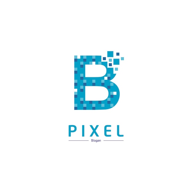 Logotipo de la tecnología de letra B Pixel