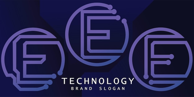 Vector logotipo de tecnología con letra e en vector premium de diseño creativo