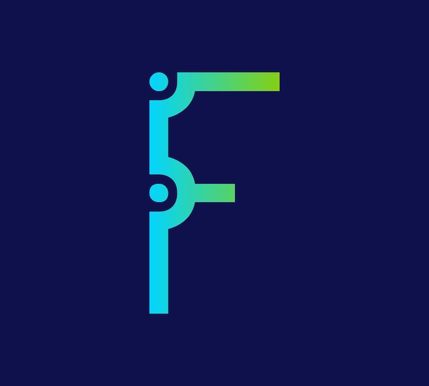 Vector logotipo de tecnología de letra f