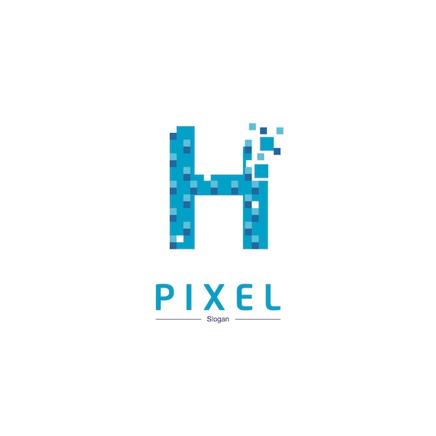Logotipo de la tecnología de letra H Pixel