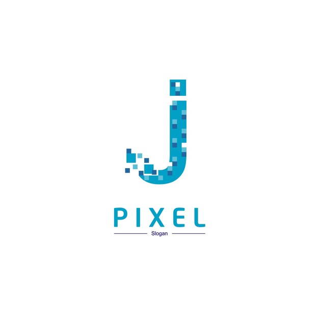 Vector logotipo de la tecnología de letra j pixel