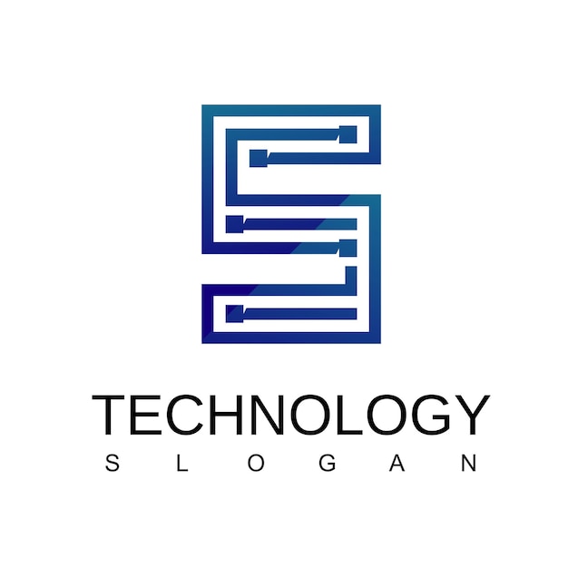 Logotipo de tecnología letra S con símbolo de circuito