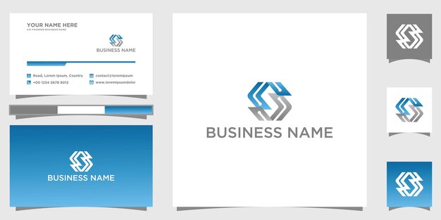 logotipo de tecnología de letra s con tarjeta de visita