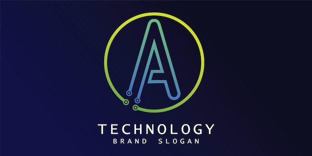 Vector logotipo de tecnología con letra a en vector premium de diseño creativo