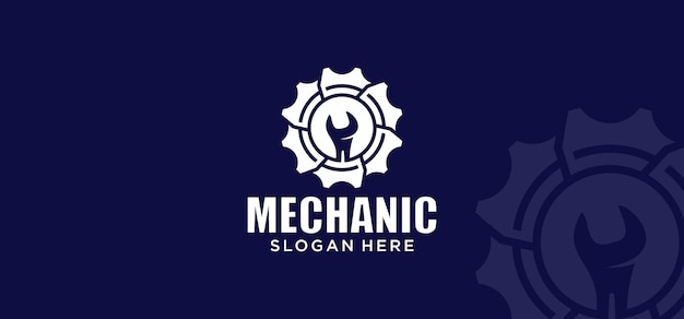 Logotipo de tecnología mecánica combinación de engranajes y pistones símbolo del logotipo piezas del motor