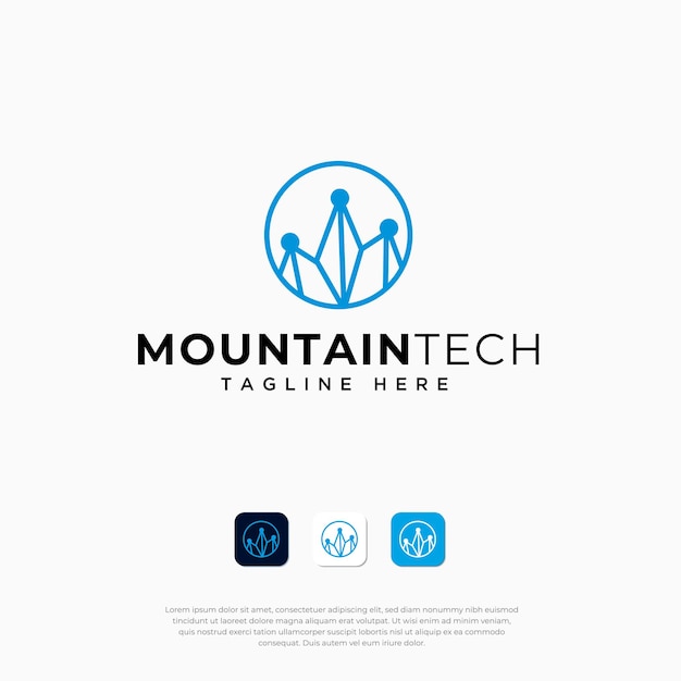 Logotipo de tecnología de montaña azul