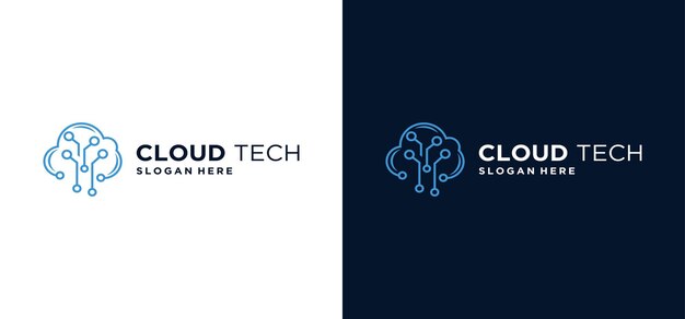 Logotipo de tecnología en la nube, logotipo de tecnología, nube de ilustración de logotipo de datos en la nube para servicio web digital