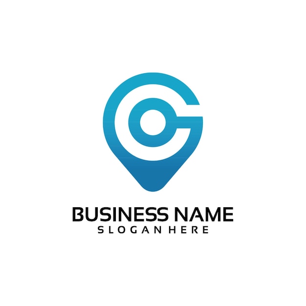 Logotipo de tecnología de pin de mapa inicial G moderno