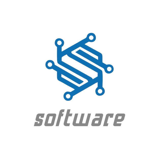 Vector logotipo de tecnología de software en s word