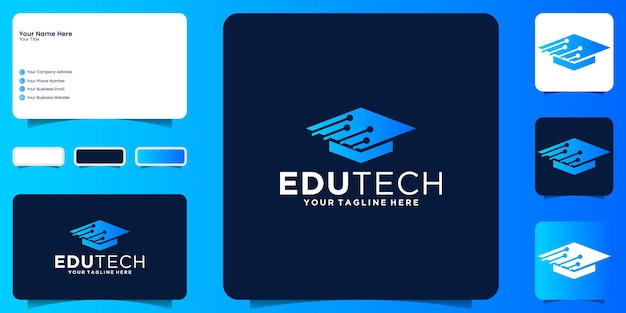 Vector logotipo de tecnología toga para plantilla de logotipo de educación escolar y diseño de tarjeta de visita