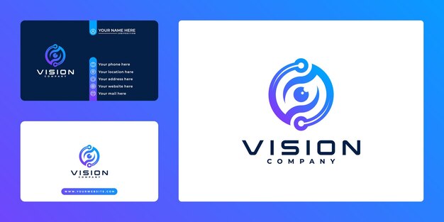 Logotipo de tecnología de visión ocular y tarjeta de visita.