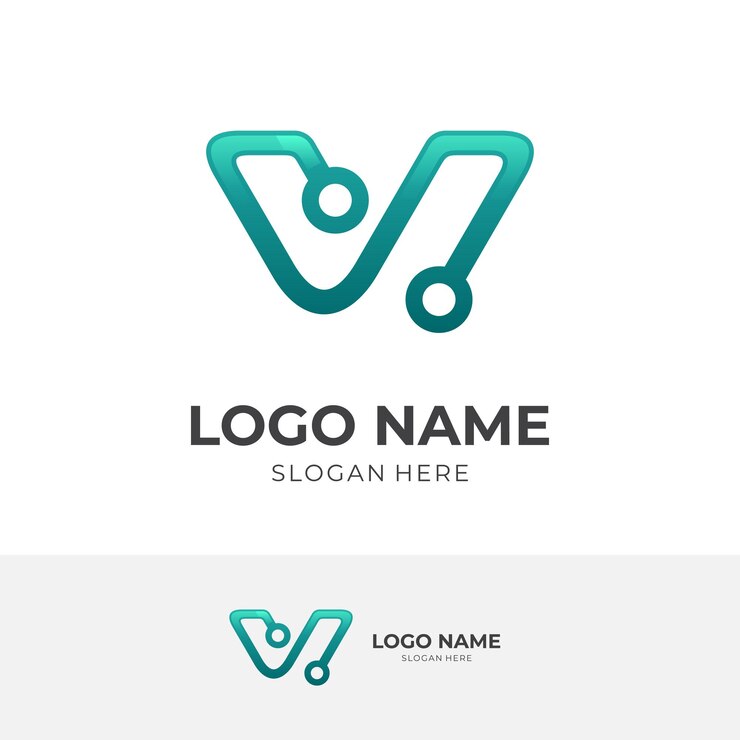 Vector logotipo de tecnología w inicial letra vectorial w y logotipo combinado de placa de circuito con estilo de color verde 3d