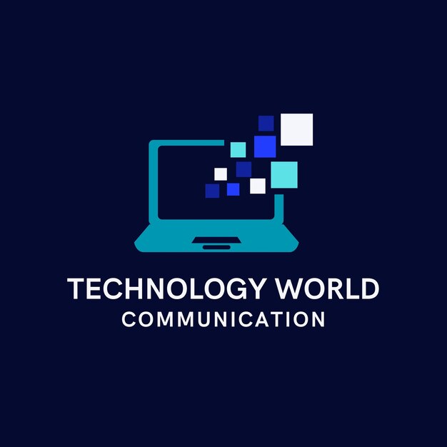 Logotipo de tecnologías de comunicación digital moderna azul blanco