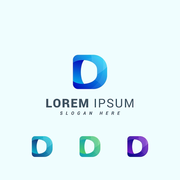Logotipo tecnológico 3d de la letra D