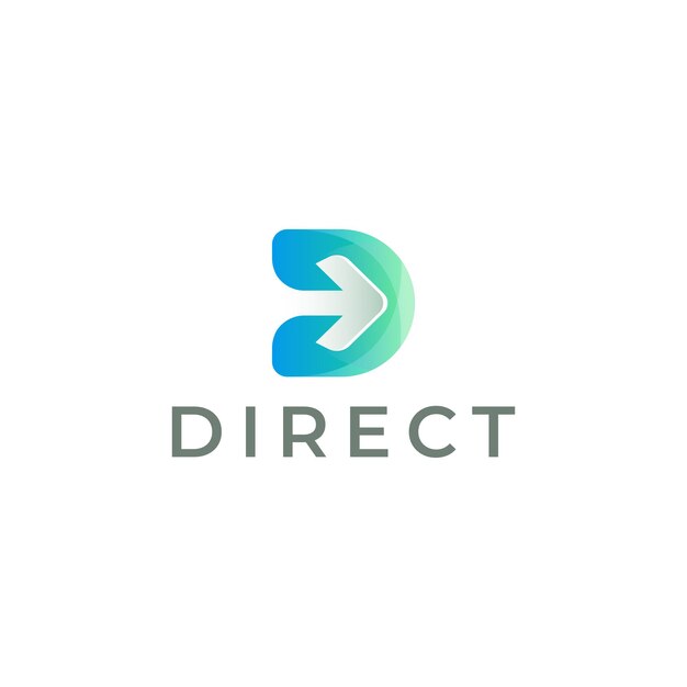 Logotipo tecnológico de la dirección 3d de la flecha creativa de la letra d