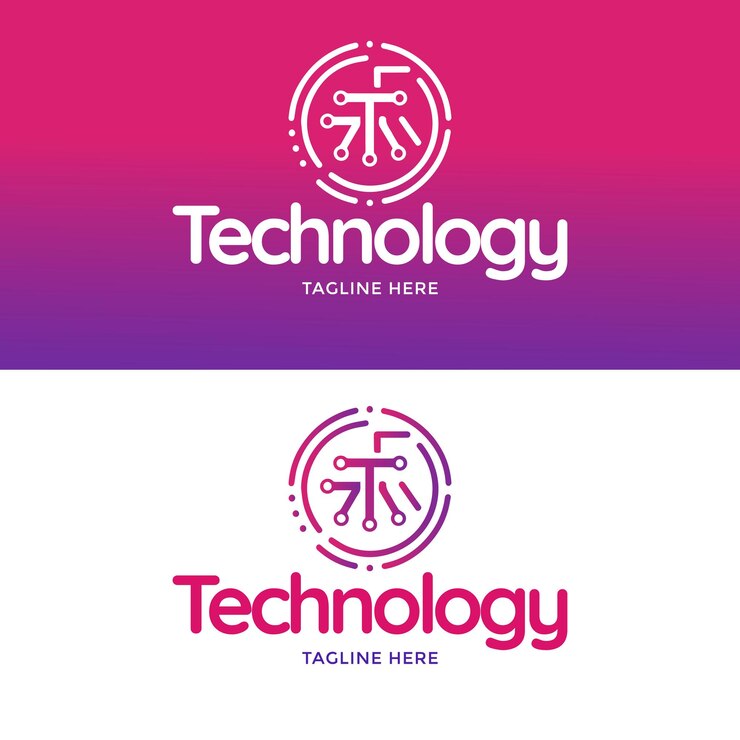 Vector logotipo tecnológico en estilo gradiente