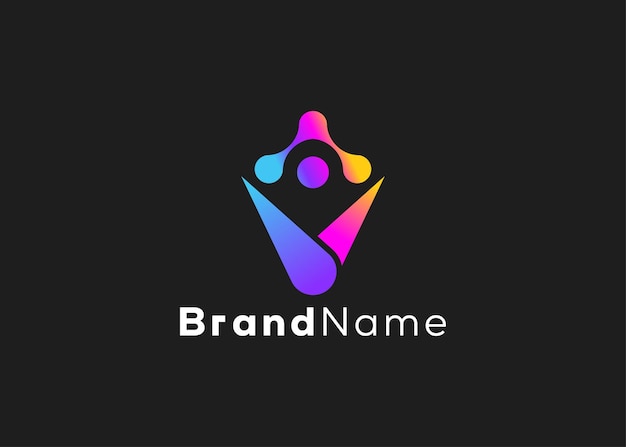 Logotipo tecnológico minimalista con la letra V de estilo moderno, negocio futurista y logotipo tecnológico
