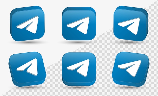 Logotipo de telegrama 3d en cuadrado moderno para logotipos de iconos de redes sociales 3d o marco de icono de plataforma de red