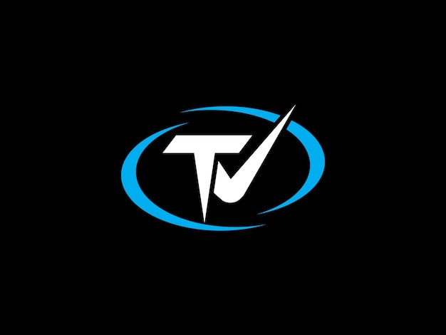 Logotipo de televisión con un círculo azul y una marca en el medio
