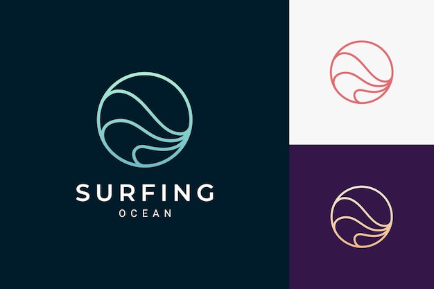 Vector logotipo de tema marino o acuático en forma de círculo de onda oceánica simple