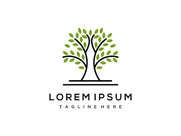 El logotipo de Templat Desain Vektor Pohon Alami Alam dan Pertumbuhan