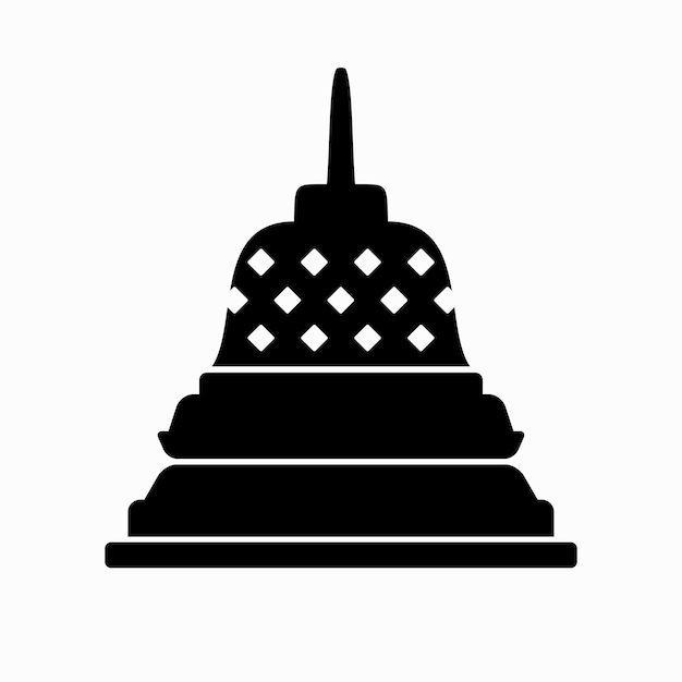 Logotipo del templo de Borobudur aislado. plantilla de icono de vector de diseño