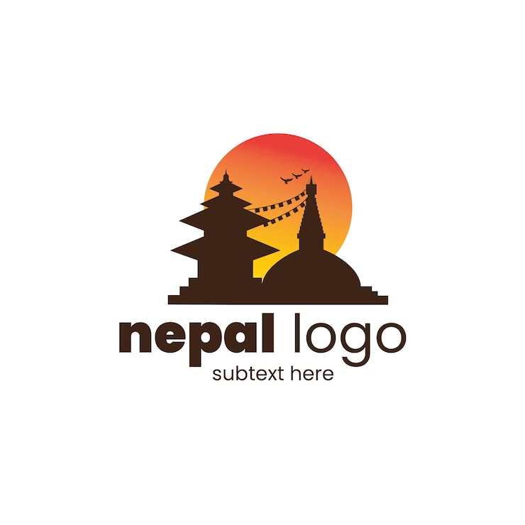 Vector logotipo del templo y la estupa de nepal