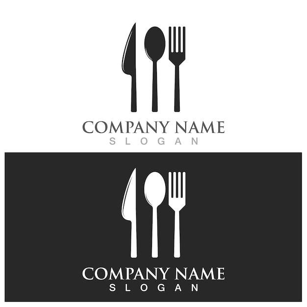 Logotipo de tenedor y cuchara y plantilla vectorial