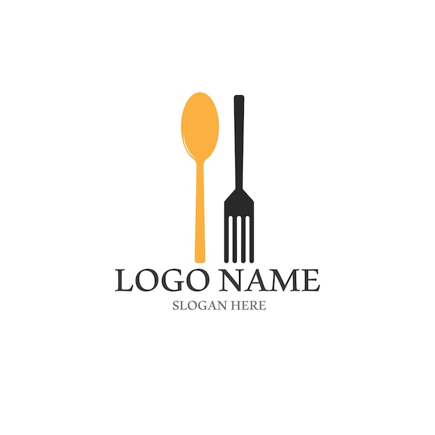 Logotipo de tenedor y cuchara y plantilla vectorial