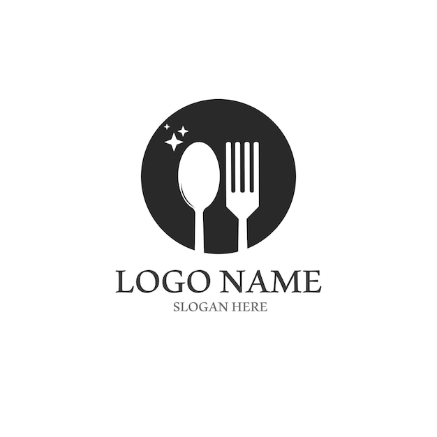 Logotipo de tenedor y cuchara y plantilla vectorial