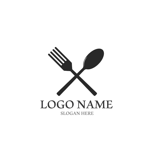 Logotipo de tenedor y cuchara y plantilla vectorial